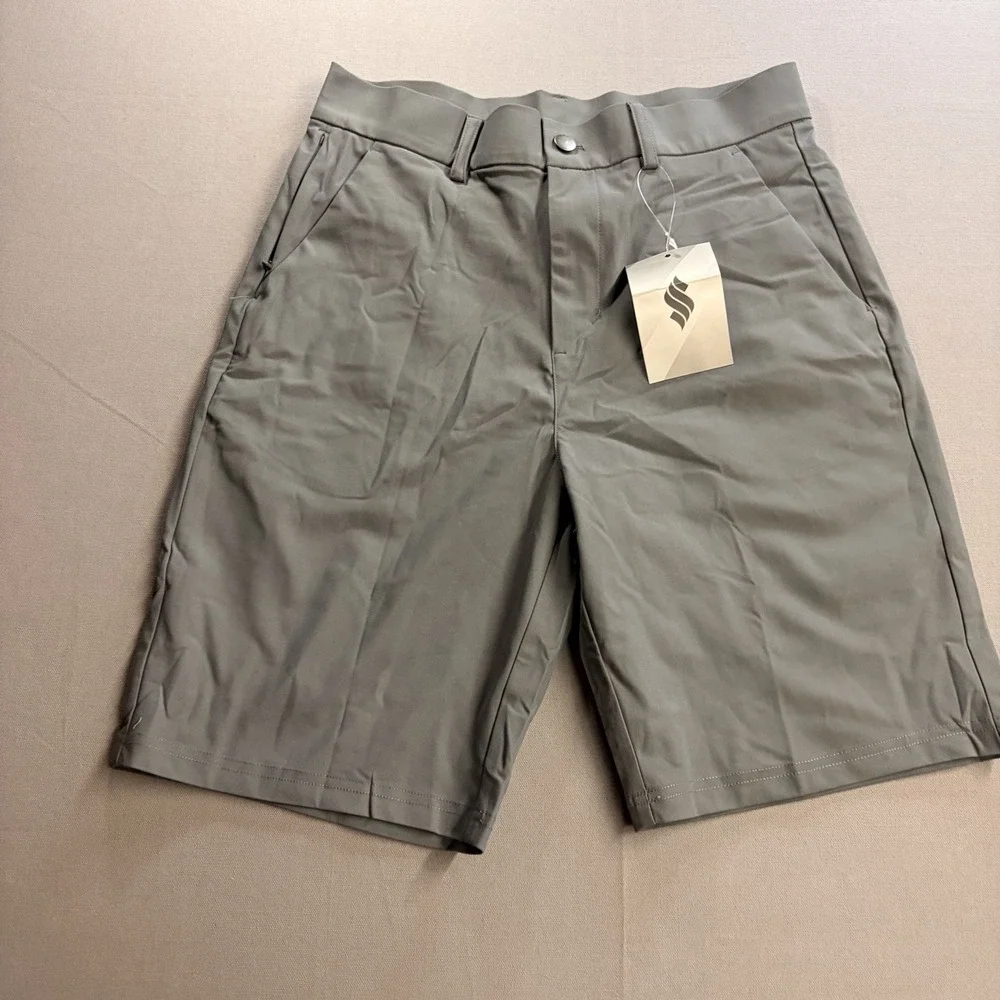 Soothfeel Mens Shorts 30W Gray Performance Golf Chino Flat Front NWT